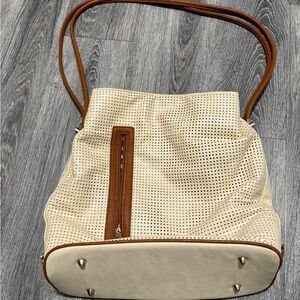 Samoe Style Elegant Cream and Brown Perforated Women's Bag